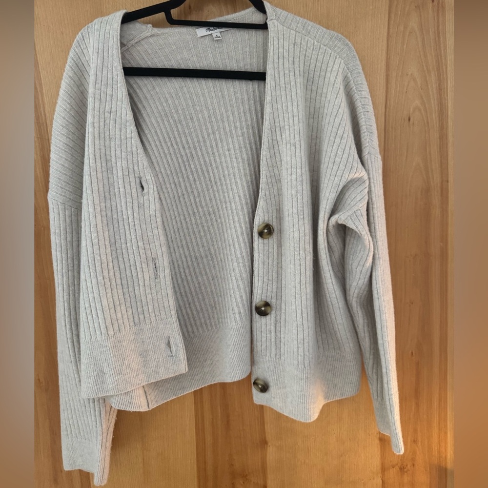 Madewell Light Gray Ribbed Cardigan